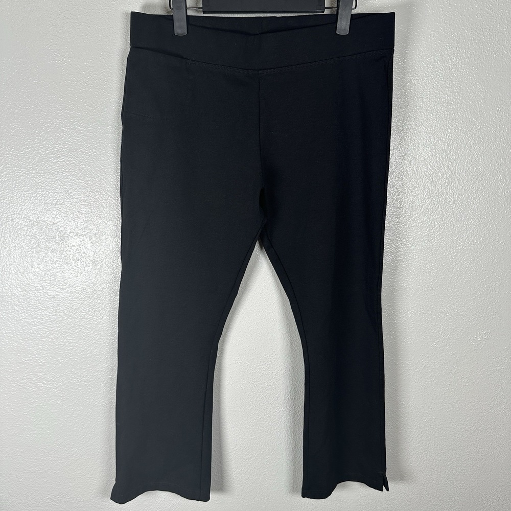 American Giant Ponte Crop Pants Women's Size 16 Black Stretch Kick Flare Pocket
